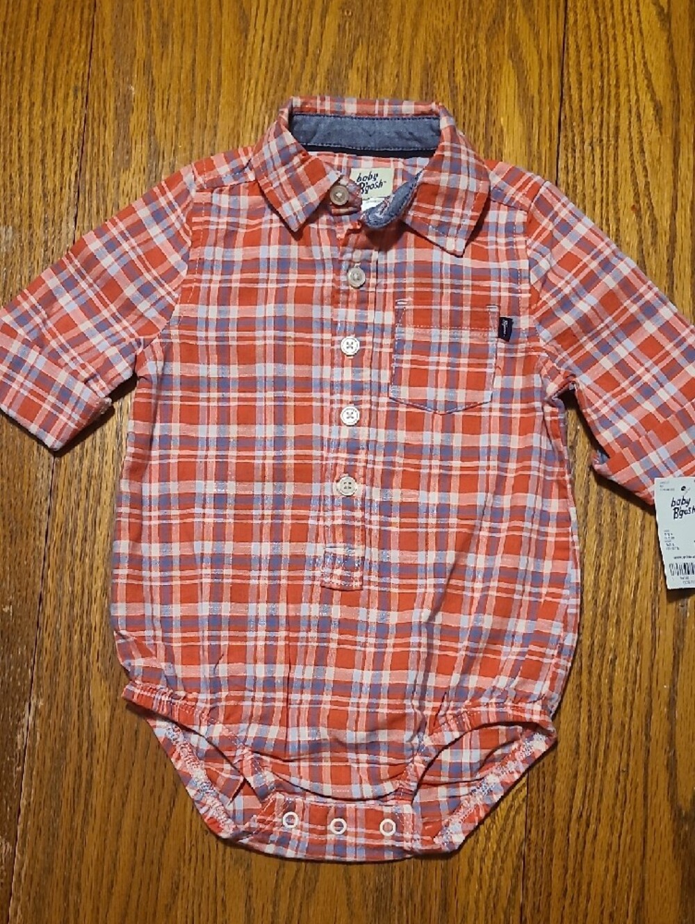 Baby B'Gosh NWT Red Plaid Button-Front Baby Bodysuit - 18 Months - Picture 2 of 8
